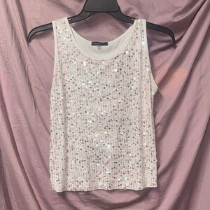 Nova White Sequin Tank Top